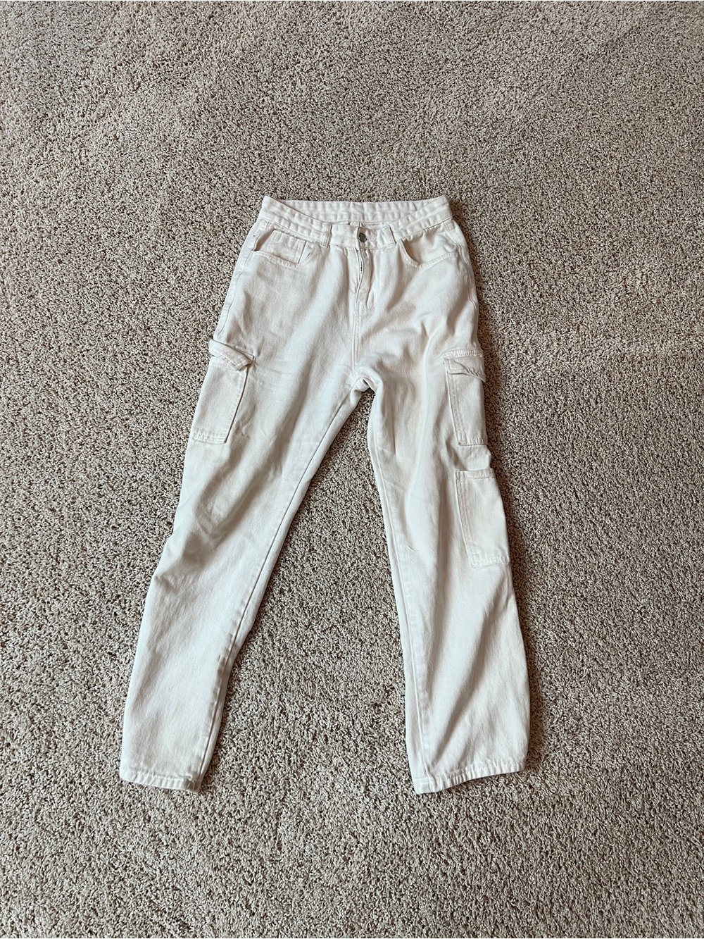 YesStyle White Straight-Leg Cargo Jeans